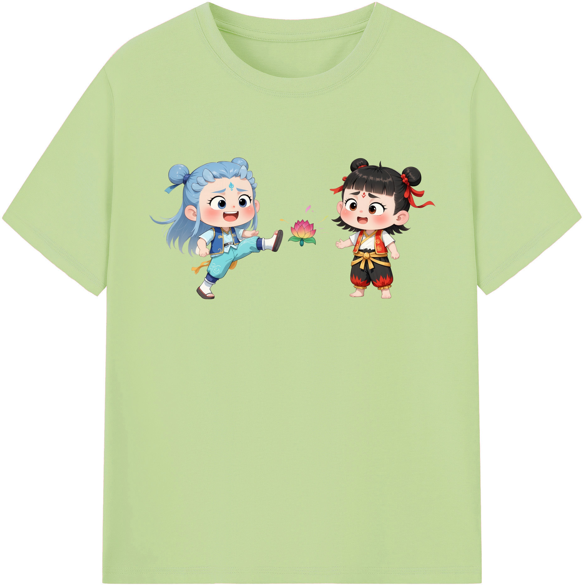 （画像用） Ne Zha 2 ナタ 魔童の大暴れ 綿100％半袖Tシャツ（フロントプリント）